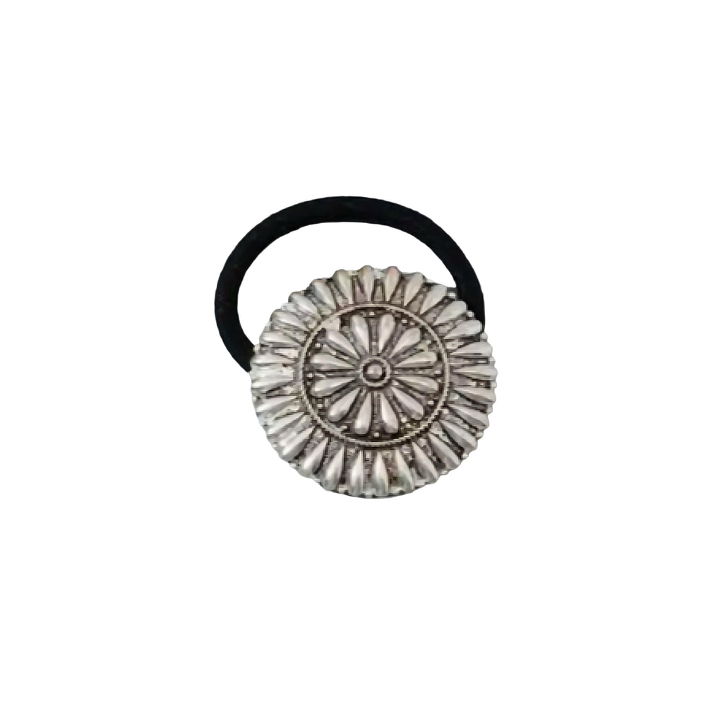 Silver Flower Hair Tie