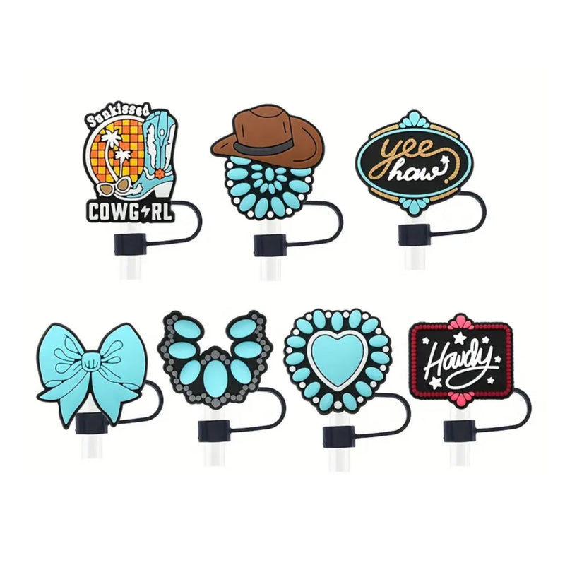 Turquoise Strawtoppers - 2 pack