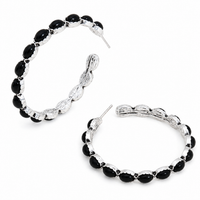 Black Turquoise Hoops