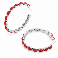 Red Turquoise Hoops